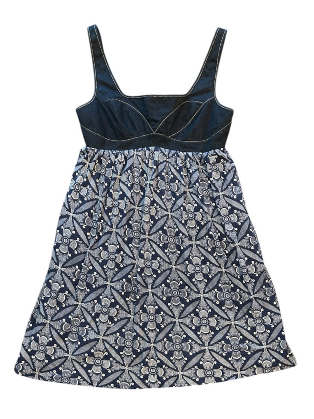 Diane Von Furstenberg  Emelina soft cotton floral & denim empire waist dress, 10